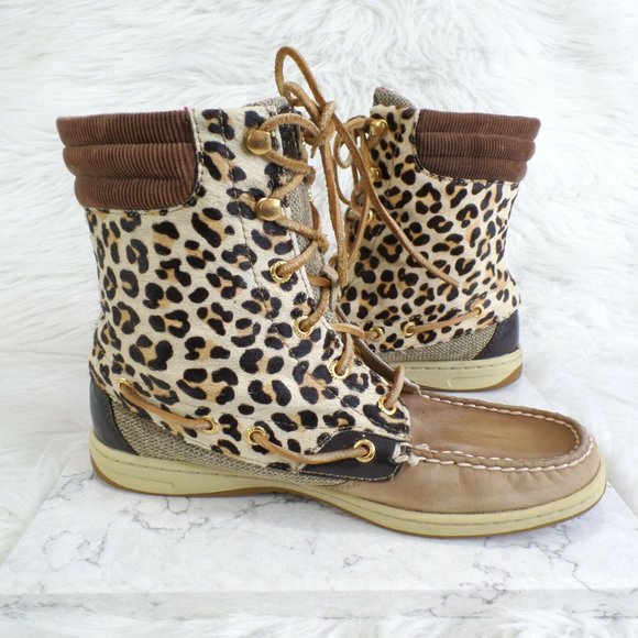 Sperry Hikerfish Brown Leopard High Ankle Boots - Picture 6 of 8